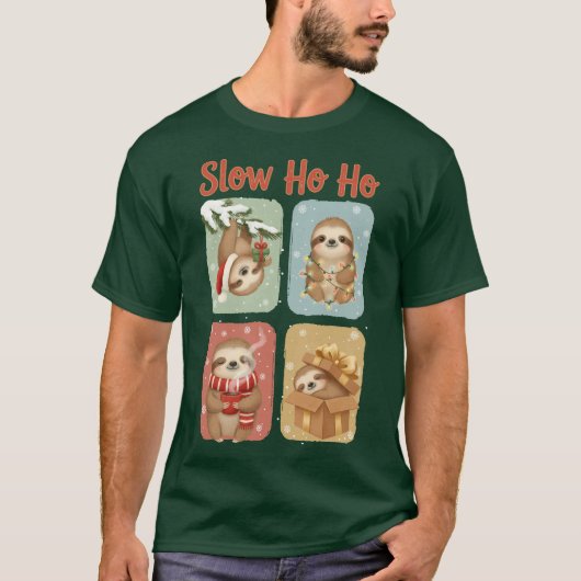 Slow Ho Ho Funny Sloth Design T-shirt (Voorkant)