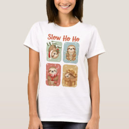 Slow Ho Ho Funny Sloth Design T-shirt