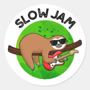 Slow Jam Funny Music Animal Pun Ronde Sticker
