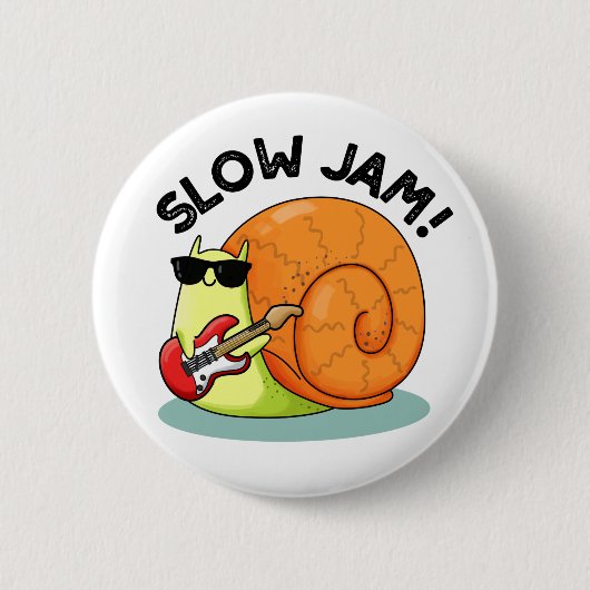Slow Jam Funny Music Snail Pun Ronde Button 5,7 Cm (Voorkant)