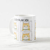 Slow Knipperende Oranje Tabby Cat Funny Cat Comic Koffiemok (Voorkant links)