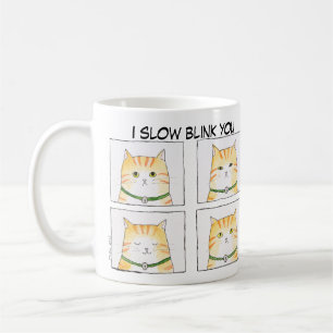 Slow Knipperende Oranje Tabby Cat Funny Cat Comic Koffiemok