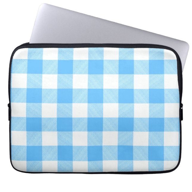 Slow-Living Summer Sky Check Laptop Sleeve (Voorkant)