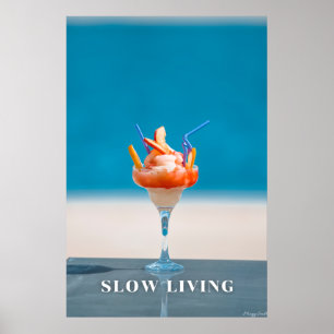 Slow Living: Turquoise Zee & Zomer Cocktail Kunst Poster