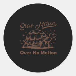 Slow Motion Versus Geen Beweging Turtle Meme Manne Ronde Sticker