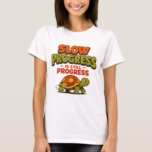 Slow Progress Is Still Progress Turtle Motivation T-shirt (Voorkant)