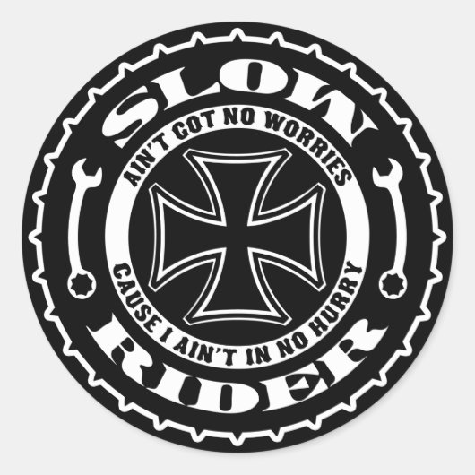 Slow Rider Ronde Sticker (Voorkant)