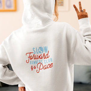 Slow Runners Club Funny Quote Blauw Oranje tekst Hoodie