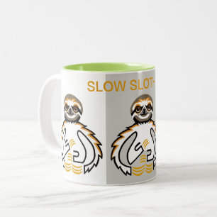 Slow SLOTH Vibes - Wildlife - Natuur Tweekleurige Koffiemok