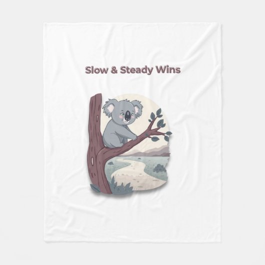 **"Slow & Steady Wins – Motivational Cute Koala "* Fleece Deken (Voorkant)