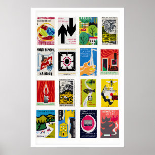 Slowaaks Etiket van Luciferdoosje Rasterprint, Vin Poster