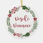 Slowaaks kerstfeest, Veselé Vianoce Keramisch Ornament (Voorkant)