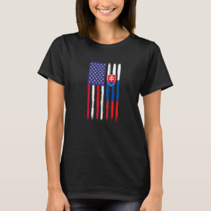 Slowaaks Roots Half Amerikaanse vlag Patriottisch T-shirt