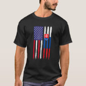 Slowaaks Roots Half Amerikaanse vlag Patriottisch T-shirt (Voorkant)