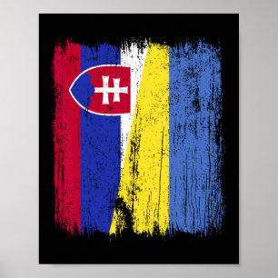 Slowakije Oekraine Half Vlag Slowaakse Oekraïense Poster