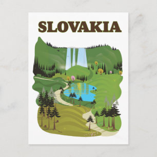 Slowakije Reisposter in vintage stijl. Briefkaart