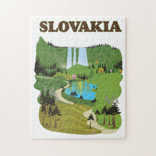 Slowakije Reisposter in vintage stijl. Legpuzzel