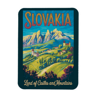 Slowakije Skyline Illustratie Reis Kunst Vintage Magneet