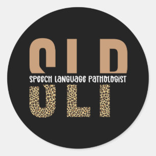 SLP Leopard Print Speech Language Pathologist Ronde Sticker