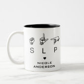 SLP Speech Language Pathologist ASL - Aangepast Tweekleurige Koffiemok (Links)