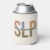 SLP Speech Patholoog Leopard Print Typografie Blikjeskoeler (Blikje Achterkant)