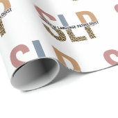 SLP Speech Patholoog Leopard Print Typografie Cadeaupapier (Rol Hoek)
