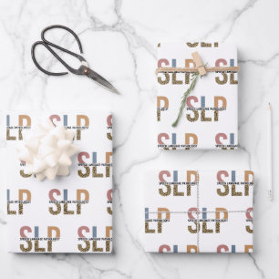 SLP Speech Patholoog Leopard Print Typografie Inpakpapier Vel
