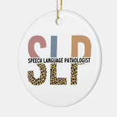 SLP Speech Patholoog Leopard Print Typografie Keramisch Ornament (Links)