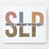 SLP Speech Patholoog Leopard Print Typografie Muismat (Voorkant)