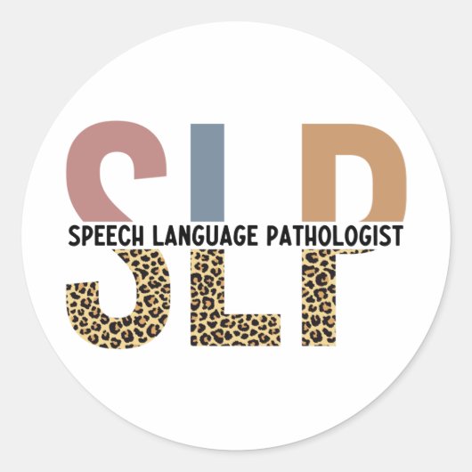 SLP Speech Patholoog Leopard Print Typografie Ronde Sticker (Voorkant)