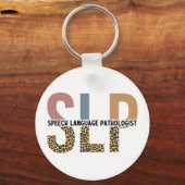 SLP Speech Patholoog Leopard Print Typografie Sleutelhanger (Voorkant)