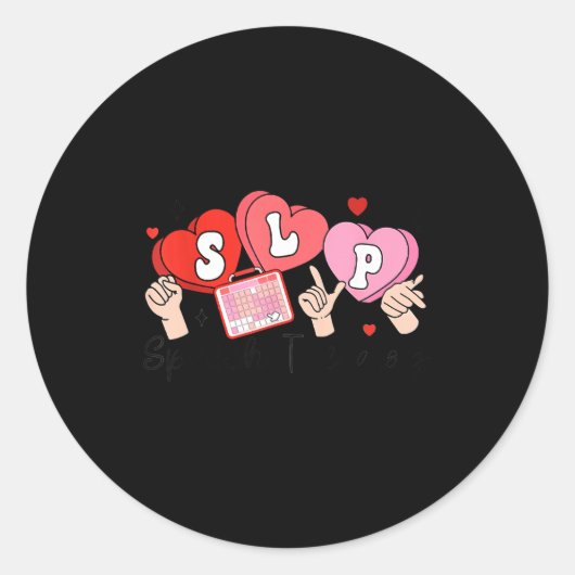 Slp Valentine's Day Speech Language Pathologist St Ronde Sticker (Voorkant)