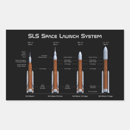 SLS Space Launch System Rechthoekige Sticker (Voorkant)