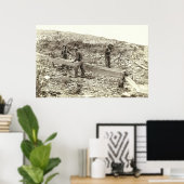 SLUICE BOX GOLD MINING c. 1889 Poster (Thuiskantoor)