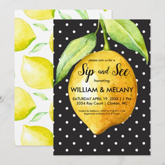 Sluip en Zie: Een Citrus Coed Baby Shower Kaart (Voorkant / Achterkant)