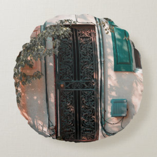SLUIT DE GROENE WROUGHT IRON SECRIRITY DEUR ROND KUSSEN