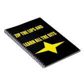 Sluit de lippen gele tekst op zwart ontwerp notitieboek (Rechterzijde)