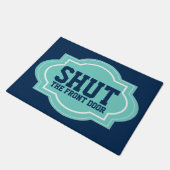 Sluit de voordeur van de grappige moderne kool. deurmat (Schuin)