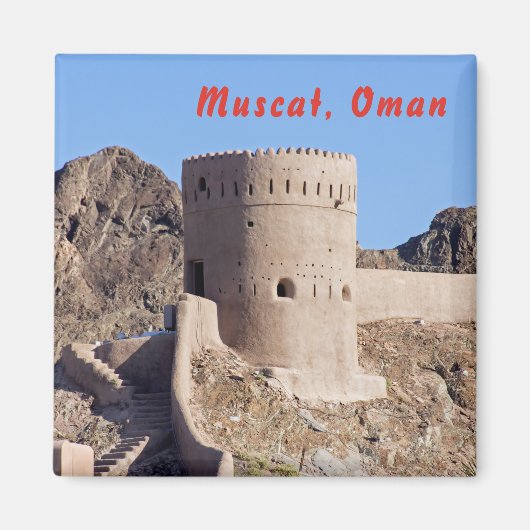 Sluit een horlogetoren in het oude Muscat-Muscat. Magneet (Voorkant)
