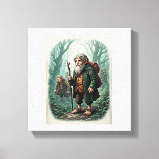 Sluit je aan bij een groep hobbits op hun grillige canvas afdruk (Voorkant)