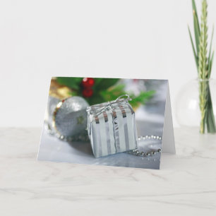 Sluit omhoog van giftdoos feestdagen kaart