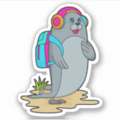 Sluiten als Hiker met rugzak Sticker (Voorkant)