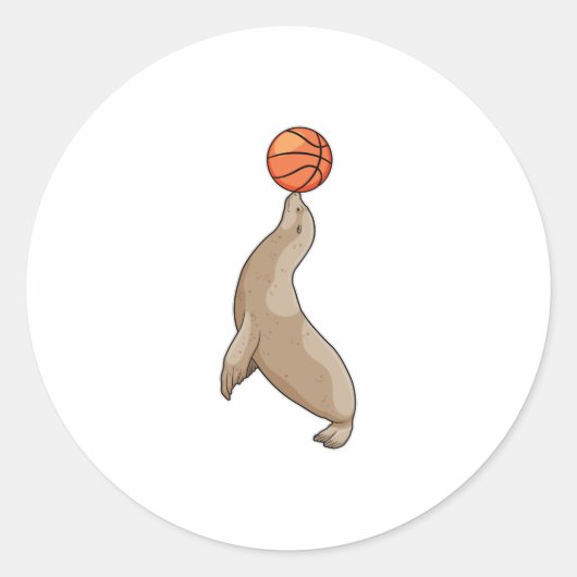 Sluiten met Basketball Ronde Sticker (Voorkant)