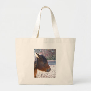 Sluiten van bruin paard, Little Brown Pony Grote Tote Bag