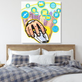 Sluiten van de hand op computermuis canvas afdruk (Insitu (Slaapkamer))