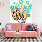 Sluiten van de hand op computermuis canvas afdruk (Insitu (Woonkamer))