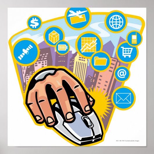 Sluiten van de hand op computermuis poster (Voorkant)