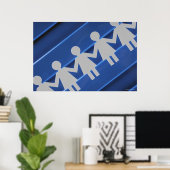 Sluiten van papierkettingpoppen poster (Thuiskantoor)