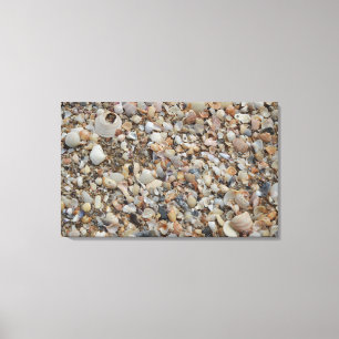 Sluiten van zand en tiny Shells op Beach Canvas Afdruk
