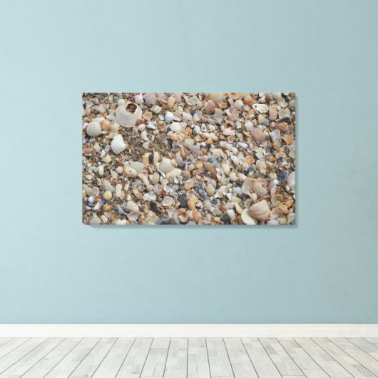 Sluiten van zand en tiny Shells op Beach Canvas Afdruk (Insitu (Houten vloer))